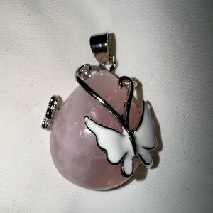 Genuine Rose Quartz Butterfly Pendant 🦋